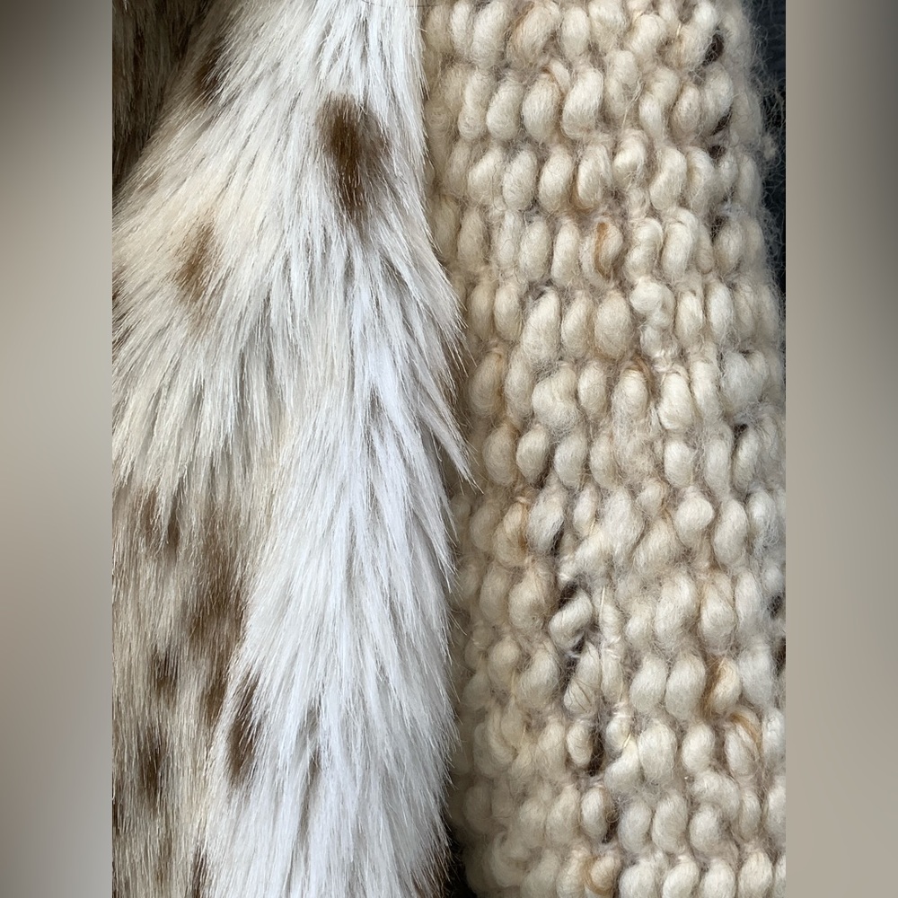 Vintage Faux Fur & Knit Animal Print Coat cheetah leopard - Picture 3 of 3